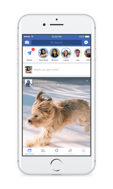 Facebook Stories na timelime do app.