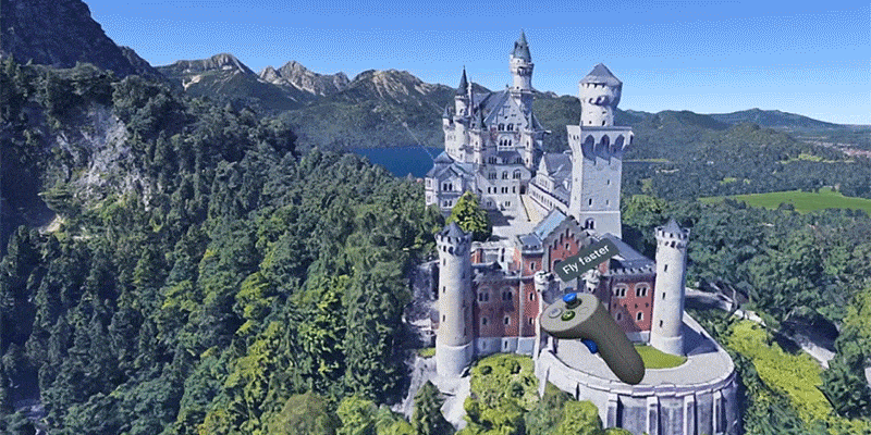 Tour virtual por um castelo no Google Earth.