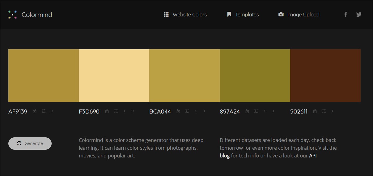 Colormind, gerador de paleta de cores.