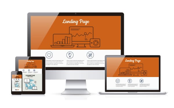 Landing pages responsivas em vários dispositivos diferentes.