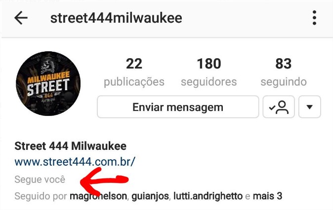 Instagram expõe no perfil da pessoa se ela te segue.