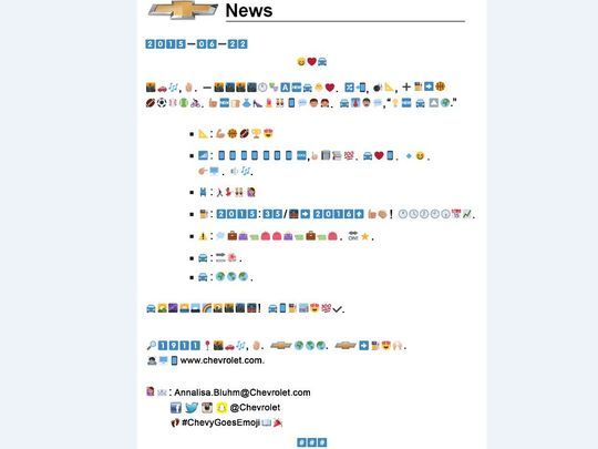 Emojis usados pela Chevrolet.