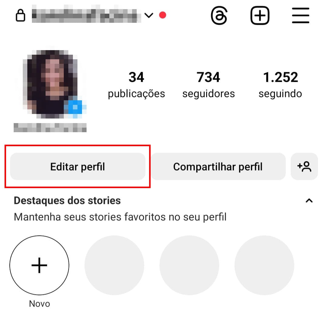 Como criar uma bio no Instagram passo 2