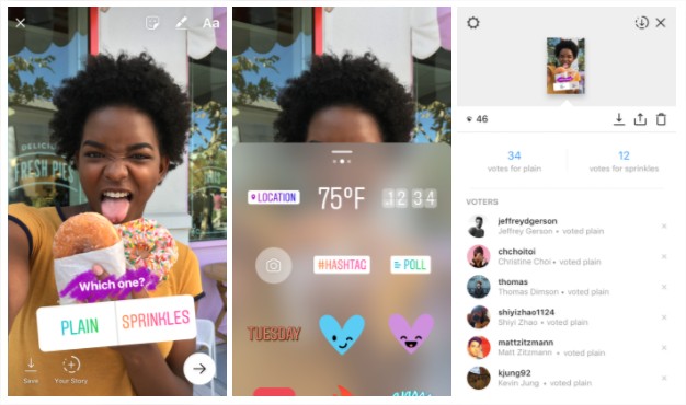 Sticker de enquetes no Instagram Stories.
